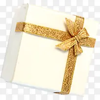 白色礼品盒金色丝带