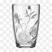 鲜花图案的玻璃杯实物图