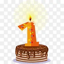 矢量一岁蛋糕生日