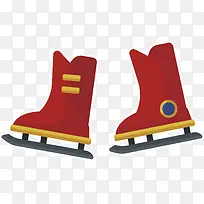 可爱红色冬季滑冰鞋