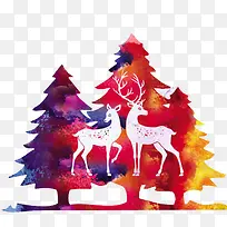 圣诞树驯鹿元素