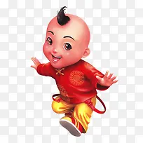 免抠透明穿红衣的小男孩