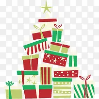 彩色的圣诞礼物拼图圣诞树