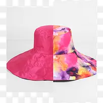 粉色拼接大沿遮阳帽