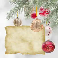 圣诞树装饰品与牛皮纸