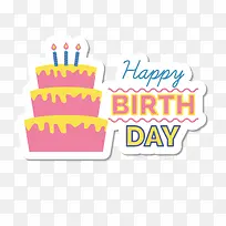 彩色白色生日快乐艺术字矢量素材