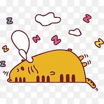卡通可爱慵懒睡觉的大黄猫