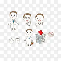 手绘卡通牙医