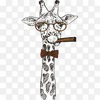 抽烟的长颈鹿