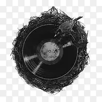 黑色唱片乌鸦插画