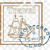 航海类邮戳图标矢量图