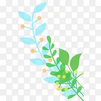 手绘小清新树叶插画素材