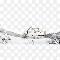 冬季下下雪雪景素材图片