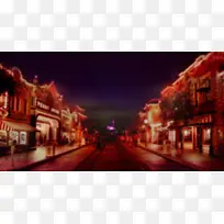 模糊的中国风红色街道