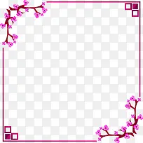 紫色中国风花枝边框纹理