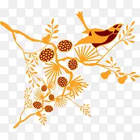黄色树枝小鸟图片