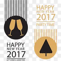 黑色金色条纹新年条幅