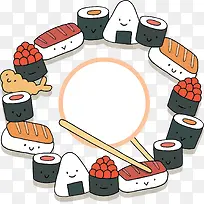 卡通日式美食寿司