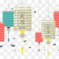 卡通手绘中国风新年装饰灯笼背景