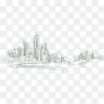 手绘城市中心图案