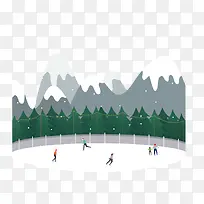 滑冰儿童冬季旅游素材