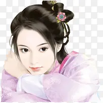 低头沉思的古代少女