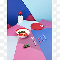 可爱儿童餐具海报背景