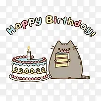 卡通小老鼠吃生日蛋糕