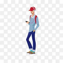 听歌的卡通男孩素材