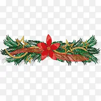 松树枝红丝带圣诞标题框