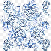 唯美抽象装饰蓝色花纹