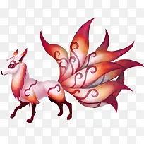 红色九尾狐狸图片素材