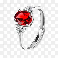 红宝石银戒指素材
