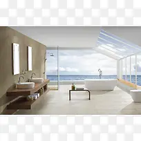 海边浴室浴缸室内家居