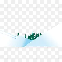 卡通雪山树林背景