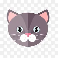 灰色的猫咪头像矢量图