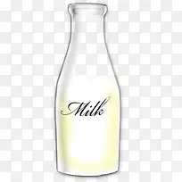手绘牛奶瓶子素材免抠