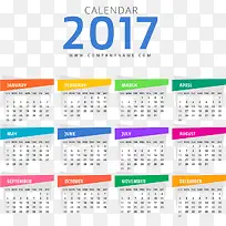 蓝色2017新年日历