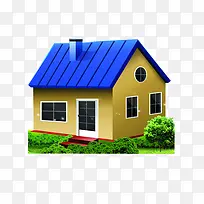 蓝色屋顶的房子