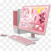 粉红色甜美电子产品电脑显示屏主机