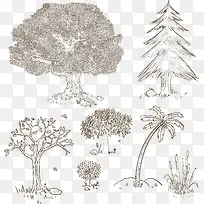 7款手绘树木设计矢量素材
