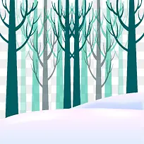 矢量雪地树林