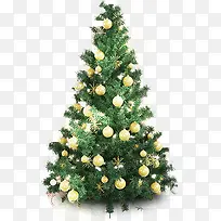圣诞树挂满黄色球的圣诞树