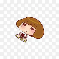 吃饭的女孩素材图片