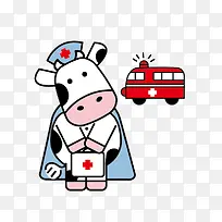 卡通奶牛护士