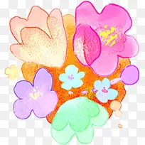 手绘七彩色涂鸦花朵装饰
