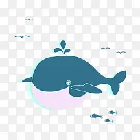 蓝色卡通鲸鱼装饰图案