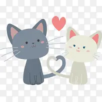 爱心尾巴猫咪情侣