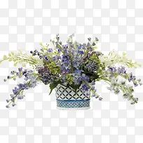 紫色花卉青花瓷花瓶插花