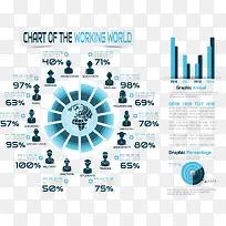装饰蓝色世界工作者数据分析图表